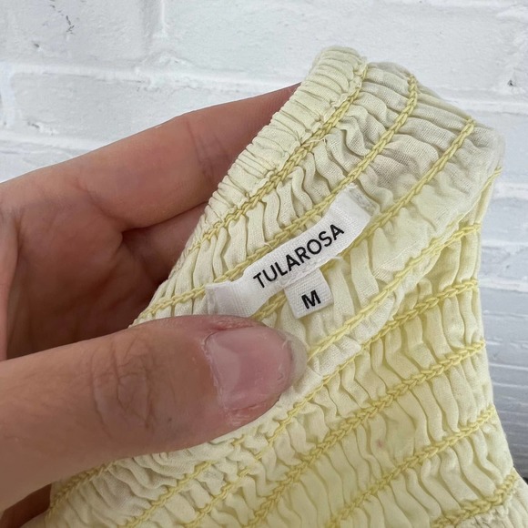 Tularosa Women's Eleanora Embroidered Dress Smocked Mellow Yellow Size M NWT - Picture 6 of 12